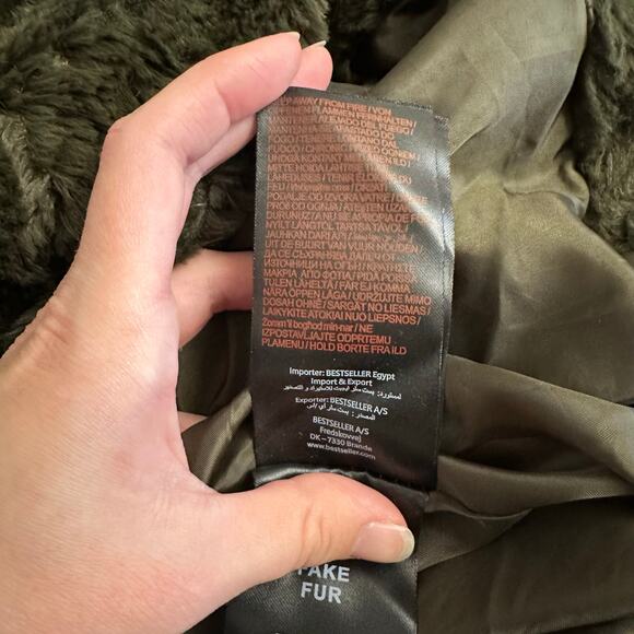 Vero Moda VMcurl Faux Fur Jacket Women’s Small Olive Green Plush Short Coat - Picture 13 of 14